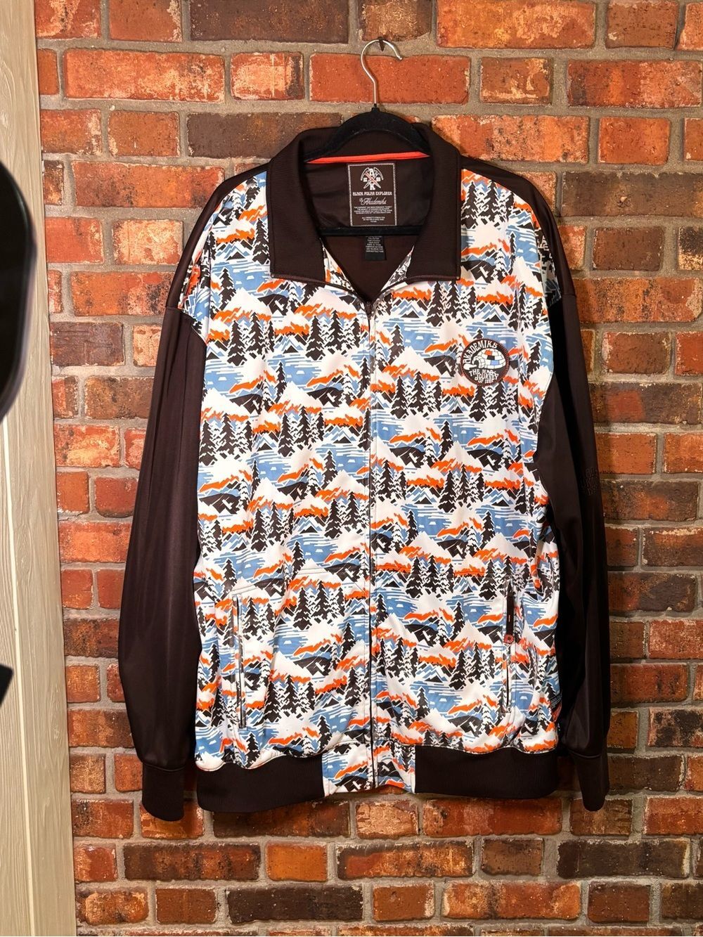 Akademiks mens vintage y2k all over print track jacket brown 3XL